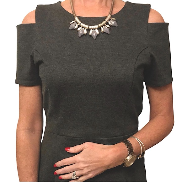 Banana Republic• Size 2 Petite•Grey •Cold Shoulder•Office Dress• Professional - Picture 1 of 16